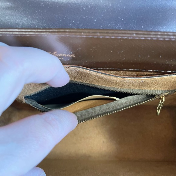 Vintage Saks Fifth Avenue Womens Brown Snap Leather Top Handle Flap Over Handbag - Picture 5 of 16